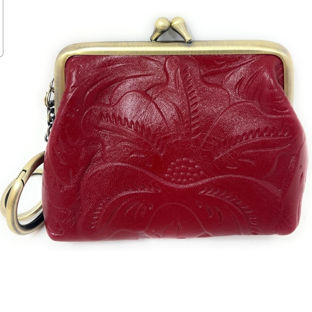 Patricia Nash Tooled Leather Borse Coin Purse, Ruby Red NEW